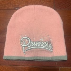 light pink “princess” beanie